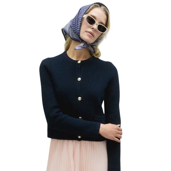 Quince Sweaters - New Women’s Small Quince Navy Blue Organic Cotton Sweater Cardigan 4779-49